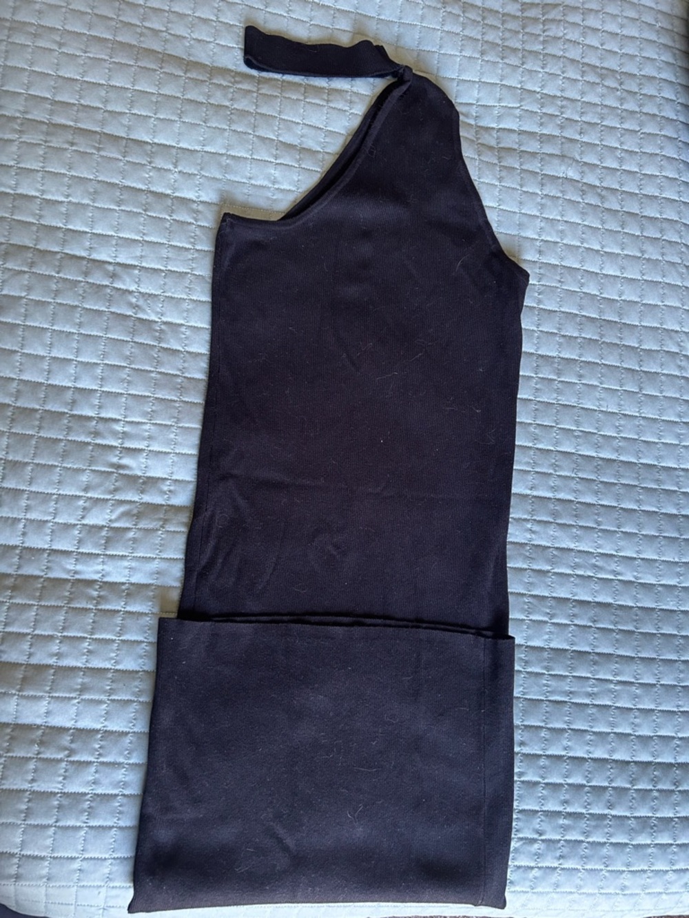 Bershka Black Ribbed High-Neck bodycon Dress